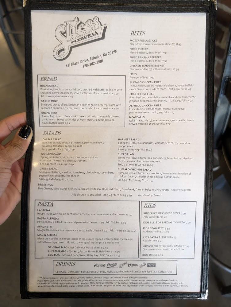 Slices Pizzeria Zebulon Menu image 1
